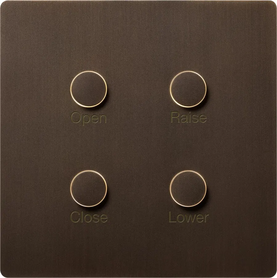 A keypad where you would expect a switch — an engraved bronze keypad